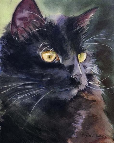 Мастера акварели Rachel Parker Watercolor Cat Cat Art Painting