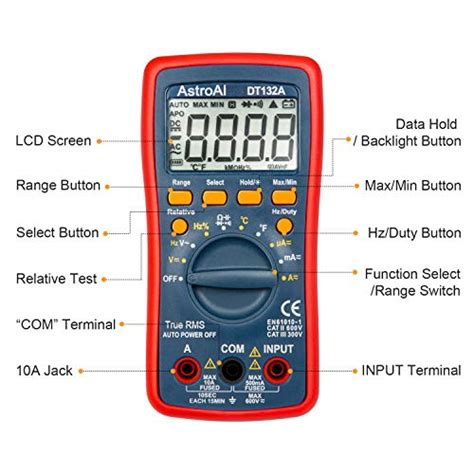 Astroai Digital Multimeter Trms 4000 Counts Volt Meter Manual And