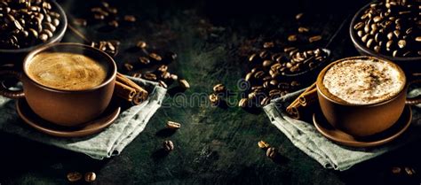 Two Cups Of Delicious Coffee Stock Image Image Of Gourmet Composed