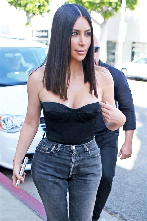Kim isn't actually half black to the knowledge of the media and the public. Kim Kardashian Blunt Lob Haircut | InStyle.com