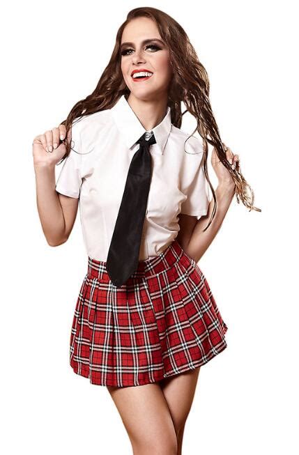 Adult Naughty School Girl Costume Student Uniform Set Women Schoolgirl