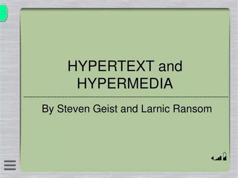 Ppt Hypertext And Hypermedia Powerpoint Presentation Free Download