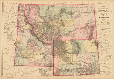 County And Township Map Montana Idaho And Wyoming Barry Lawrence