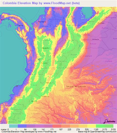 Colombia Elevation And Elevation Maps Of Cities Topographic Map Contour