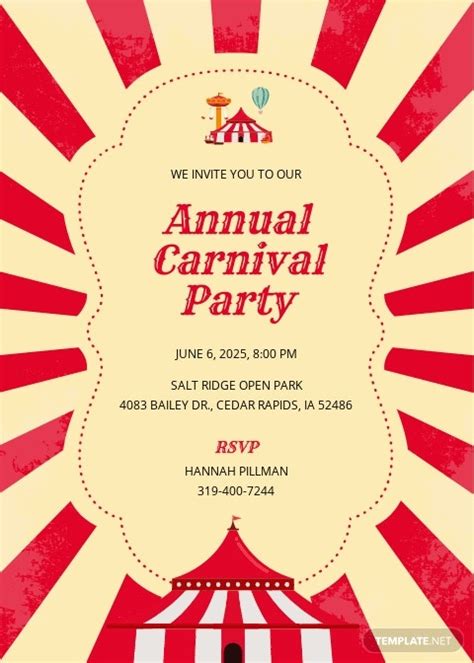 Carnival Party Invitation Template Illustrator Word Outlook Apple
