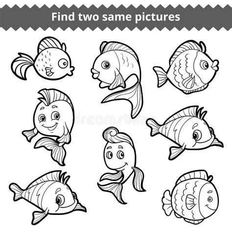 Find Two Same Pictures Vector Black And White Set Of Frogs Stock