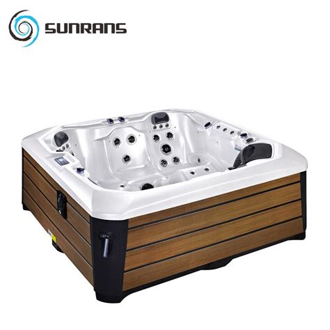 Sunrans Outdoor Spa Hot Tub Surfing Massage Acrylic Bathtub Square Tub