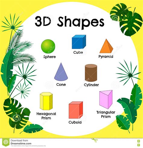 Vector 3d Shapeseducational Poster For T Of 3d Shapes