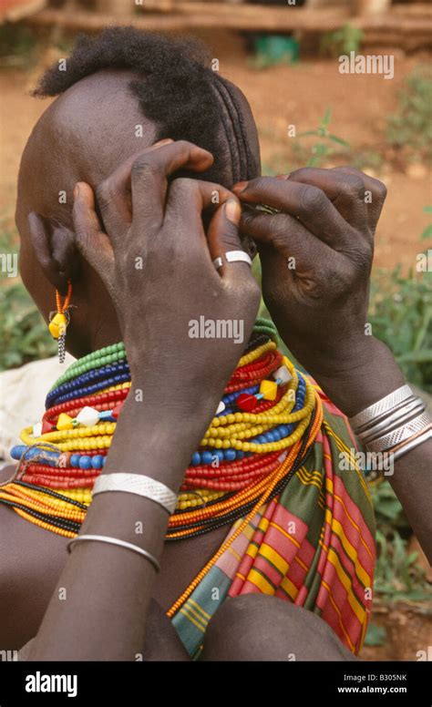 Karamojong Ethnic Women Braiding Hair Karamoja Uganda Stock Photo Alamy