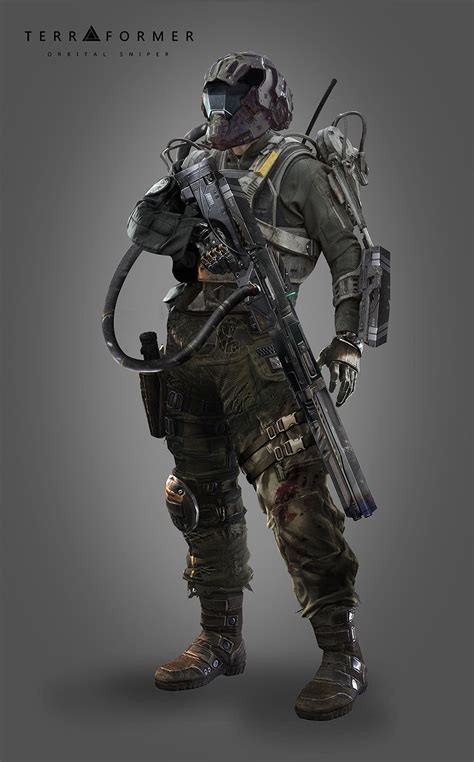 Orbital Sniper David Halluin Sci Fi Concept Art Sci Fi Armor Futuristic Armour