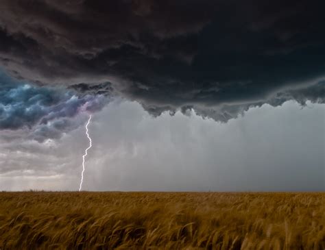 Lightning Storm Dark Clouds Field Landscape Hd Wallpaper