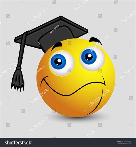 Graduation Emoji Smiley Emoticon เวกเตอร์สต็อก ปลอดค่าลิขสิทธิ์