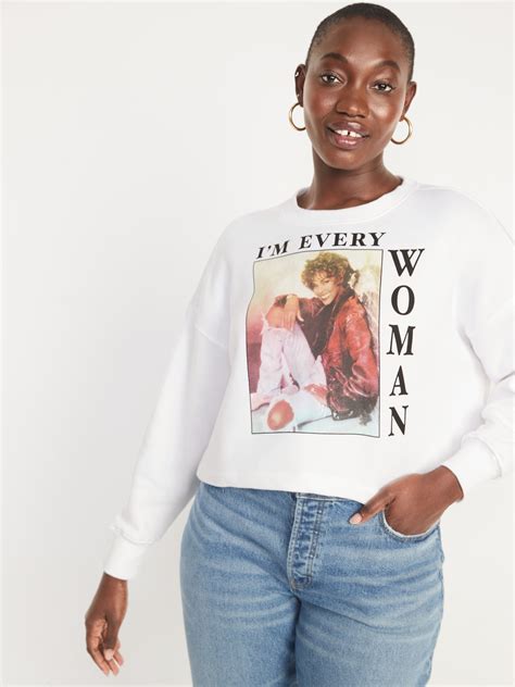 Oversized Cropped Licensed Pop Culture Graphic Sweatshirt For Women