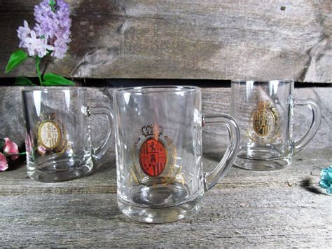 Heavy Glass Beer Mugs Set Of 3 Retro Clear Glass Beer Etsy Glass