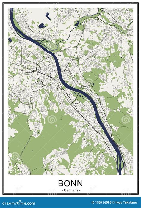 Map Of The City Of Bonn Germany Stock Vector Illustration Of Central
