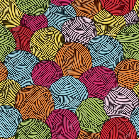 Seamless Yarn Balls Pattern Colorful Wool Skeins Background Stock