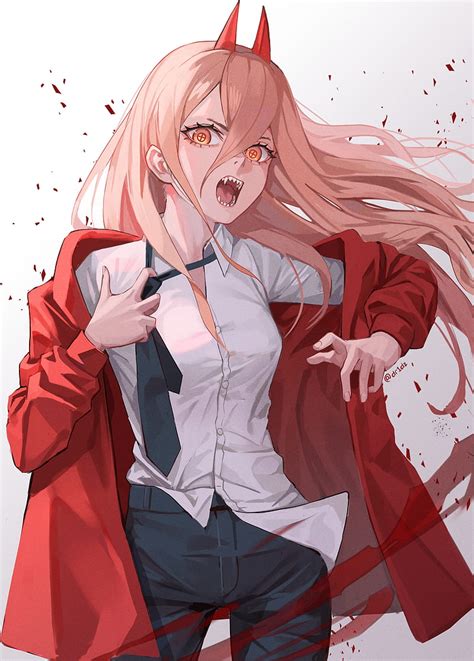 Anime Anime Girls Power Chainsaw Man Drid Chainsaw Man Horns Fangs Pixiv Hd Phone