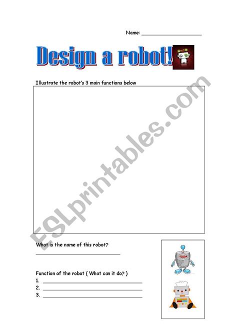 Design A Robot Worksheet Lifefiguredrawingmodel