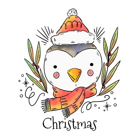 Cute Christmas Penguin Vector 167104 Vector Art At Vecteezy