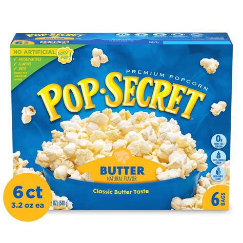 Pop Secret Microwave Popcorn Butter Flavor 32 Oz Sharing Bags 6 Ct