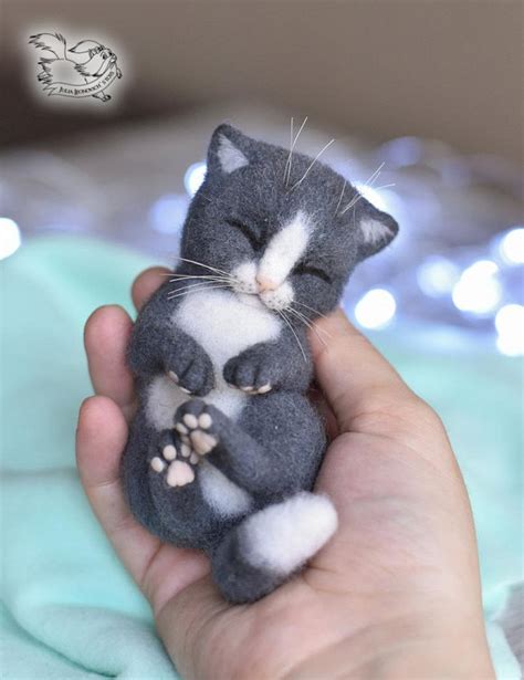 Needle Felted Little Kitten By Yulia Leonovich Tedsby