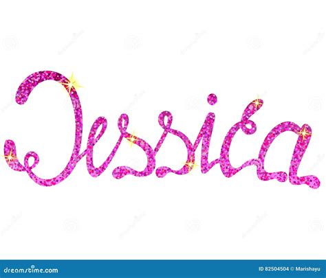 Jessica Name Lettering Pink Tinsels Vector Illustration Cartoondealer
