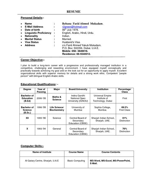 Scroll down for more info. Curriculum Vitae Samples For Teachers Indian