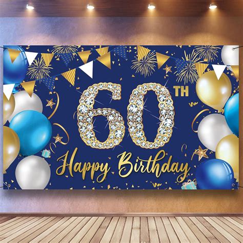Buy 60th Birthday Decorations Backdrop Banner For Men Happy 60th