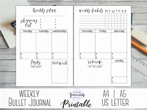 Weekly Bullet Journal Printable Bullet Journal Pages Weekly Etsy Hot Sex Picture
