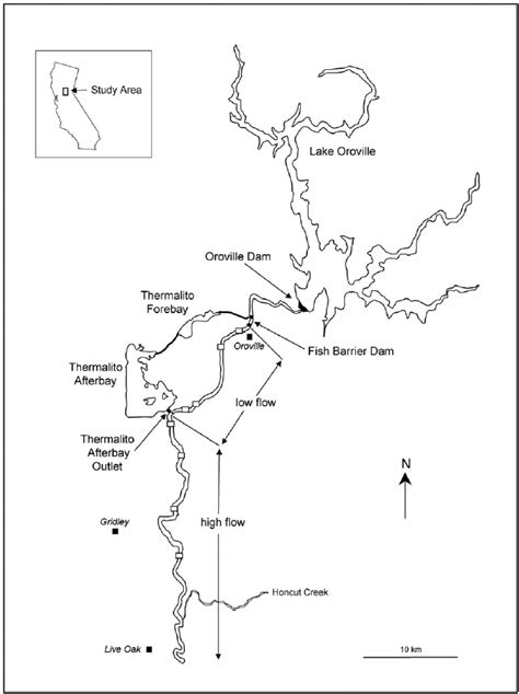 Map Of The Feather River California Showing The Study Area And The