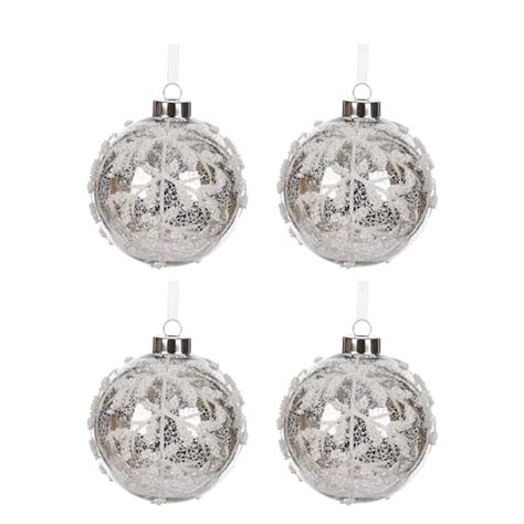 Home Accents Holiday 150 Mm Flocked Ornaments 4 Ct The Home Depot Canada
