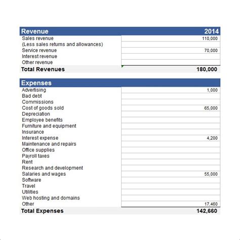 Sample Income Statement Template 9 Free Documents In Pdf Word Excel