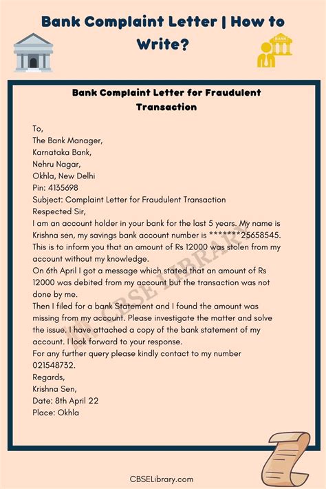 Bank Complaint Letter How To Write Tips Format And Samples Cbse