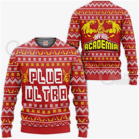 All Might Plus Ultra Red Ugly Christmas Sweater My Hero Academia Store