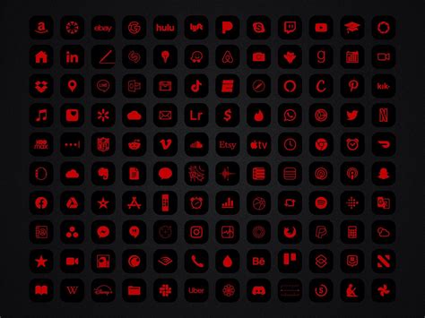 Red And Black App Icons Iphone Ios 14 And Ios 15 Theme Etsy Black