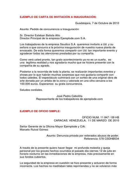 Ejemplos Carta Solicitud Oficio Acta Informe Agitación Gobierno