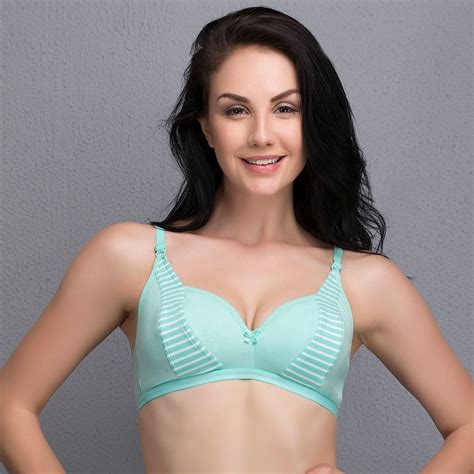 Buy Non Padded Non Wired Bra Demi Cup Bra In Mint Green Cotton Online