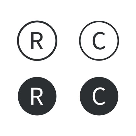 R Registered Trademark Vector Icon C Copyright Icon Vector