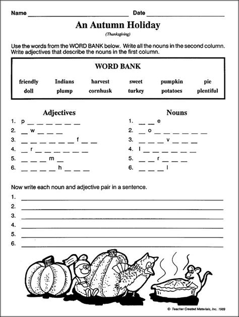 This page has craft activities and printable worksheets for teaching young students about native american culture and history. An Autumn Holiday - Worksheet for 2nd Grade - JumpStart ...