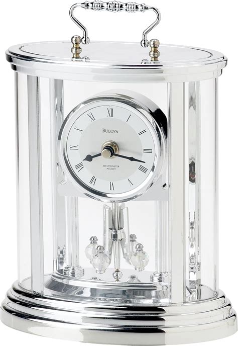 Bulova Amesbury Ii Anniversary Clock Silver Tone Revolving Pendulum