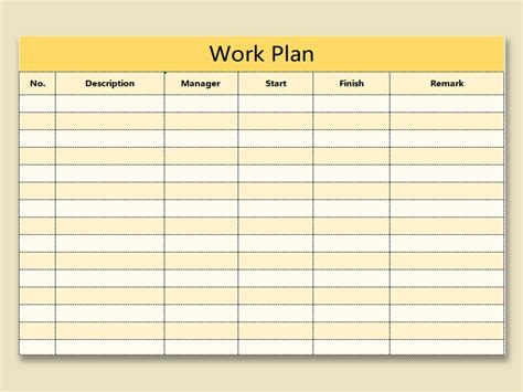 Weekly Work Plan Template Word