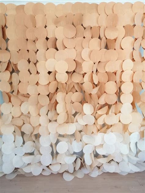 Beige Ombre Paper Circle Garland Birthday Hanging Neutral Backdrop