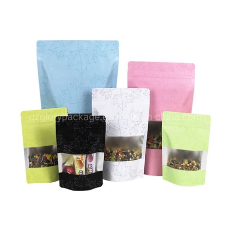 Food Packing Ziplock Kraft Paper Ziplock Bags With Window China Kraft