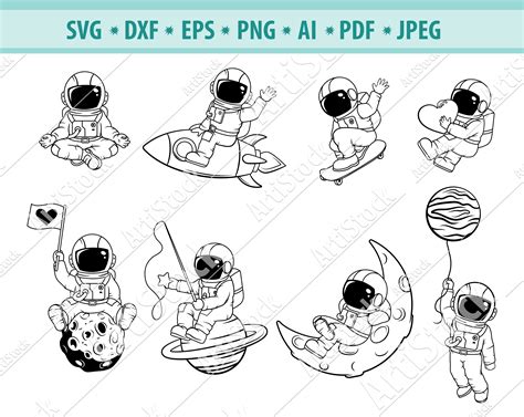Drawing And Illustration Astronaut Clipart Universe Svg Astronaut