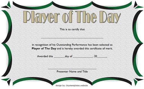 Player Of The Day Certificate Template Best Template Ideas