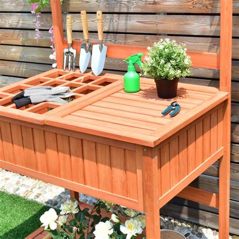 Giantex Outdoor Potting Bench With Storage Shelf Garden