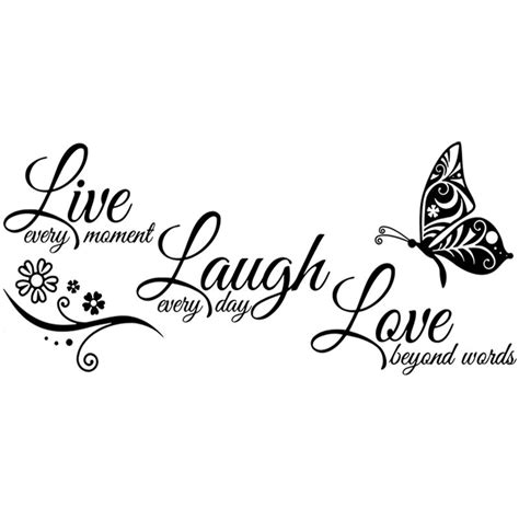 Live Laugh Love Butterfly Flower Wall Art Sticker Wall Quotes Decals