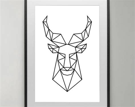 Geometric Deer Black Deer Geometric Animal Origami Print | Geometric deer, Geometric animals ...