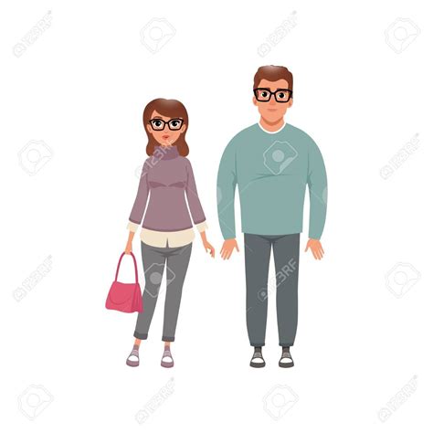 Couple Of Middle Aged People Vector Illustration On A White Background