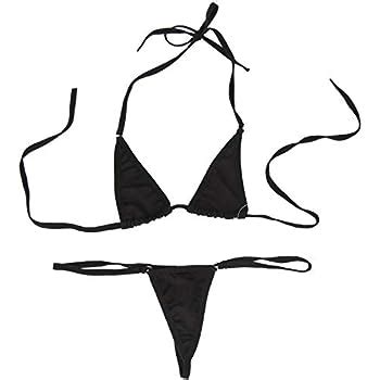 Amazon Com Womens Sheer Extreme Bikini Halterneck Top And Tie Sides